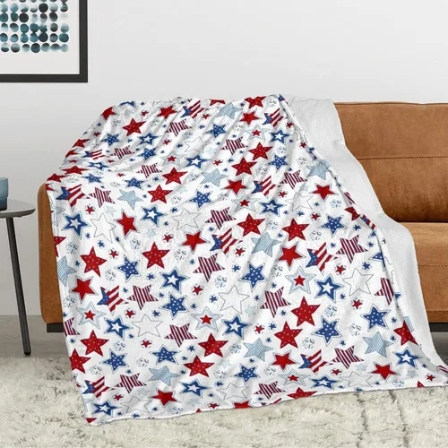 Miniatura 9 de Manta patriótica para el Día de los Caídos, manta mullida de franela de felpa mullida para el Día de la Independencia, manta de cama con bandera