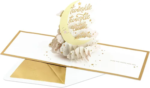 Miniatura 4 de Hallmark Signature Paper Wonder - Tarjeta desplegable para baby shower para nuevos padres (Twinkle Twinkle) Bienvenido al nuevo bebé