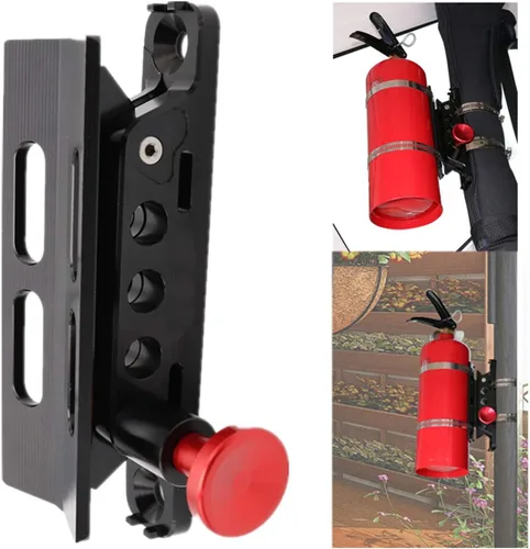 AUFER - Soporte universal montable de aluminio para extintores/botellas, para vehículos, ajustable Negro