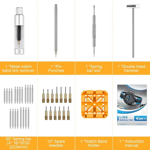 Miniatura 9 de JOREST Herramienta de extracción de eslabones de reloj, kit de herramientas de correa de reloj, kit de reparación para ajuste, reemplazo y cambio
