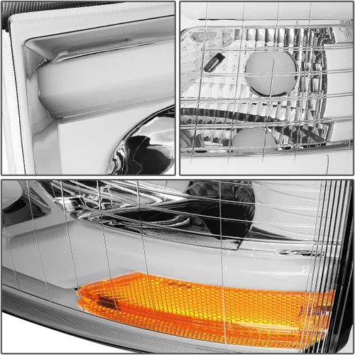 Miniatura 4 de DNA MOTORING HL-HPL-CSIL07-G2-CH-AM - Faro delantero de doble proyector LED DRL compatible con Chevy Silverado 2007-2014, cromo/ámbar
