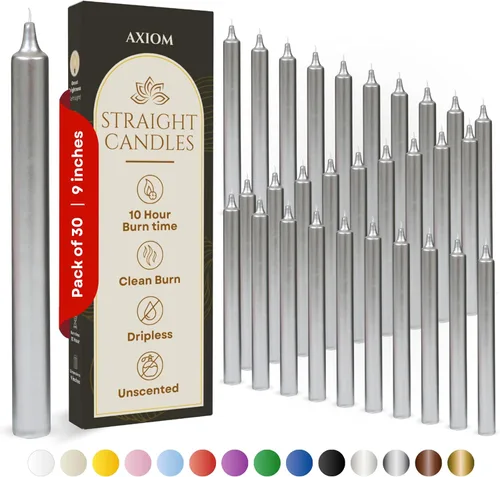 Miniatura 34 de Axiom Candles - Velas cónicas de 10 pulgadas sin goteo - Velas altas sin perfume y sin humo - 9 horas de combustión - Velas cónicas para el hogar