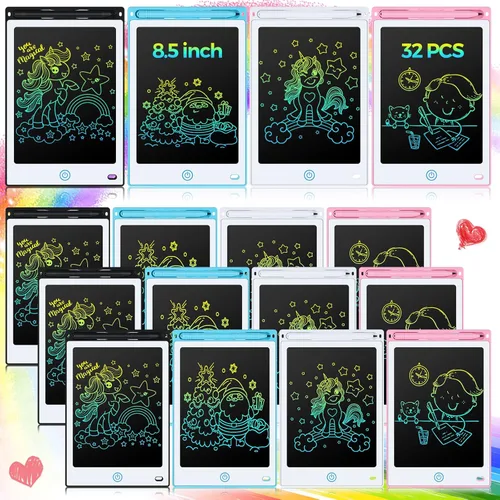 Miniatura 10 de Zhehao 32 tabletas de escritura LCD para niños a granel de 8.5 pulgadas, tablero de garabatos colorido borrable, juguete educativo, regalo de Negro