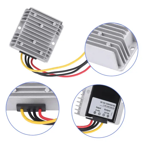 Miniatura 6 de Convertidor reductor, convertidor de voltaje de 8V-40V a 12V 6A, Convertidor de 72 W CC a CC, módulo regulador de voltaje impermeable con protección
