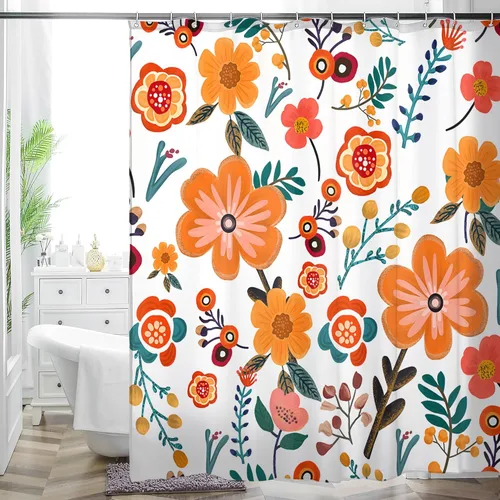 Miniatura 15 de HMS Happy Memories Cortina de Ducha con Estampado Floral Bohemio de Planta Boho, Tela de Poliéster para Decoración de Baño 72 x 72 Pulgadas