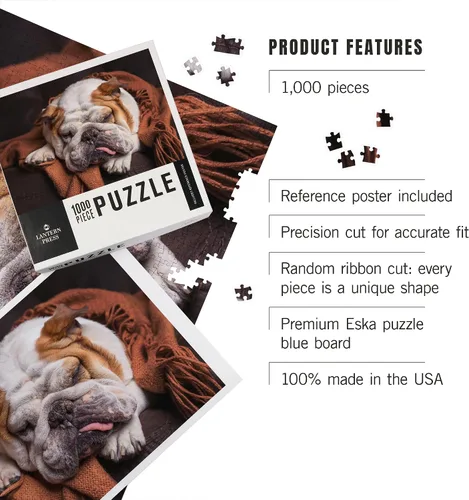 Miniatura 4 de Rompecabezas de Bulldog Inglés de 1000 piezas – Bulldog durmiendo en el sofá, rompecabezas para adultos, lindo rompecabezas de perro, fabricado