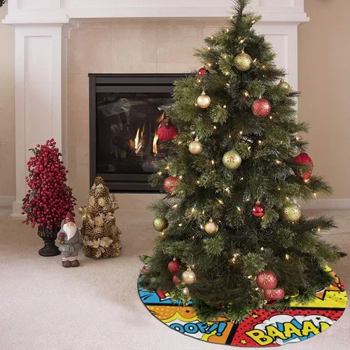 Miniatura 2 de Falda de árbol de Navidad con diseño de grafiti cómico, decoración navideña