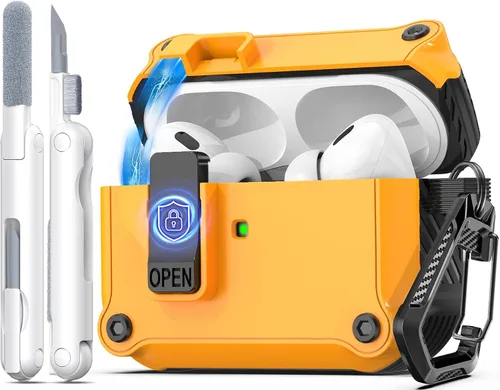 Miniatura 34 de R-fun - Funda para audífonos compatible con AirPods de 4.ª generación 2024, cubierta protectora de expulsión automática a prueba de caídas, puerto