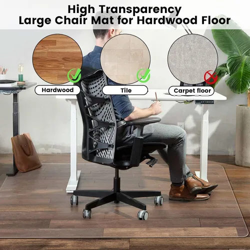 Miniatura 6 de Alfombrilla para silla de oficina para suelo de madera dura: 63" x 51" alfombrilla de suelo extra grande para silla con ruedas y escritorio de Limpio