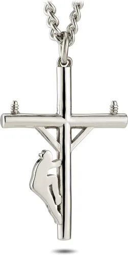 Miniatura 2 de Shields of Strength Collar de cruz de lineman para hombre - Juan 14, Acero inoxidable