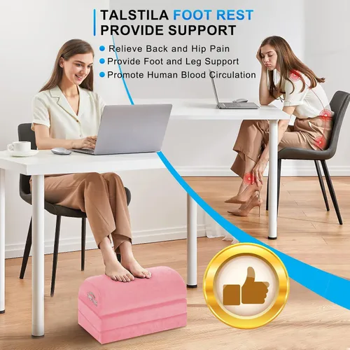 Miniatura 4 de TALSTILA Reposapiés para debajo del escritorio en el trabajo, reposapiés ergonómico de 3 alturas ajustables, reposapiés con bolsillo cálido