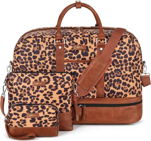 Miniatura 23 de IBFUN Bolsas de fin de semana para mujer, bolsa grande de lona para viaje, bolsa de viaje con compartimento para zapatos, 21 pulgadas, juego de 3