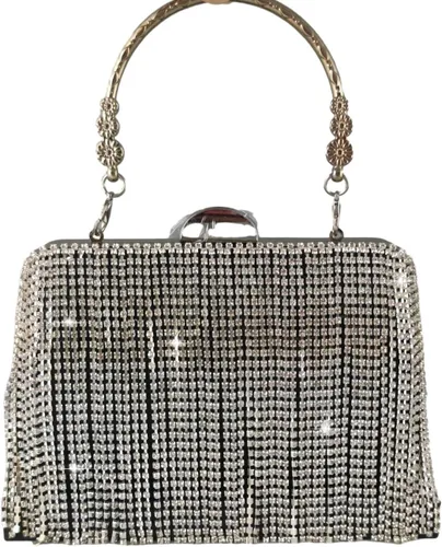 Miniatura 3 de Boutique De FGG Bolso de mano de cristal con borla, elegante bolso de noche para novias, bolsos de diamantes de imitación de fiesta de boda