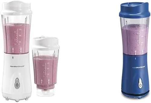 Hamilton Beach Licuadora portátil para batidos y batidos con taza de viaje y tapa sin BPA de 14 onzas y licuadora portátil para batidos y batidos