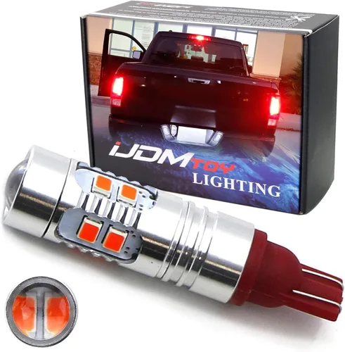 iJDMTOY Bombilla de repuesto roja 10-SMD 921 912 compatible con Chevrolet Dodge, Ford, GMC, Nissan, Toyota, camión, montaje alto, 3ª luz de freno