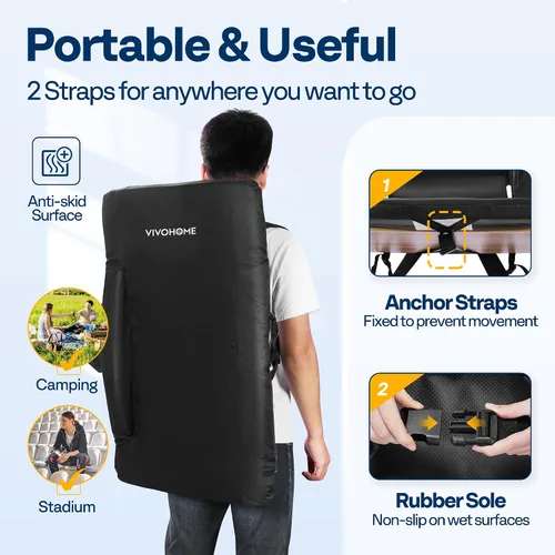 Miniatura 7 de VIVOHOME Asientos reclinables para estadio con respaldo y cojín, paquete de 2 sillas acolchadas portátiles con reposabrazos y soporte para tazas