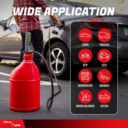 Miniatura 7 de TERA PUMP Bomba de transferencia de combustible con boquilla de control de flujo rápido y tubo telescópico y potente batería recargable, manguera