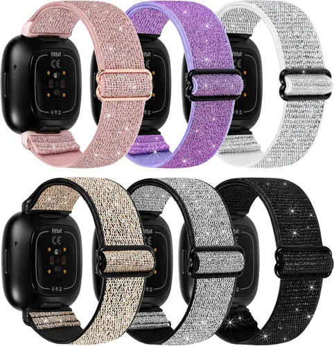 Miniatura 7 de Paquete de 6 bandas elásticas de nailon compatibles con Fitbit Versa 4 / Fitbit Sense 2 / Fitbit Versa 3 / Fitbit Sense, correas de repuesto