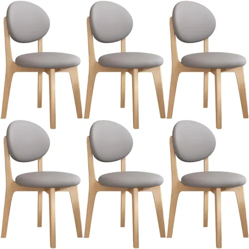 Miniatura 27 de YVYKFZD Juego de sillas de comedor, sillas de cocina de madera maciza, silla de comedor de granja con respaldo curvo, silla tapizada de cuero