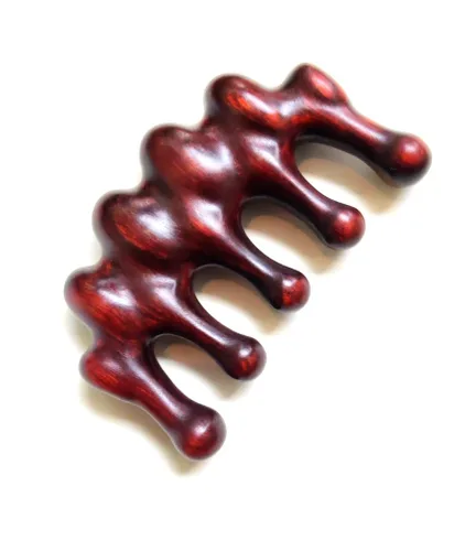 Miniatura 7 de Peine de masaje de madera Gua Sha Peine de dientes anchos para cuero cabelludo, facial, masaje corporal, masajeador de sándalo natural, herramientas