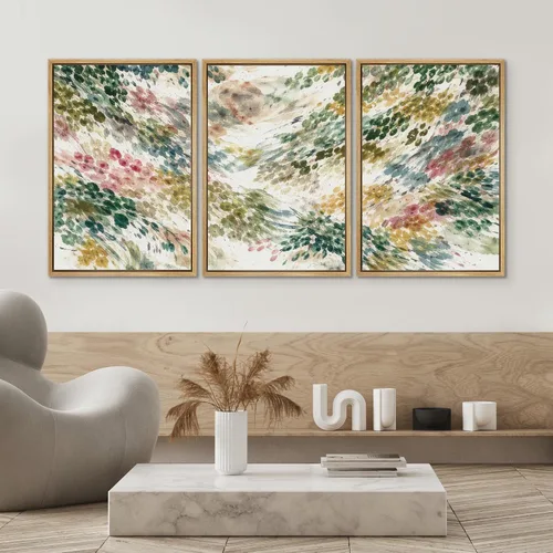 Miniatura 490 de SIGNWIN Lienzo enmarcado para pared, arte con pinceladas de flujo neutro en tonos beige abstractos, ilustraciones, arte moderno, decorativo