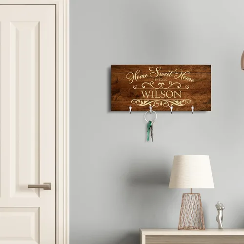 Miniatura 4 de Llavero personalizado para pared, colgador de llaves personalizado con apellido 12 diseños, 8 opciones de fondo Regalos de inauguración