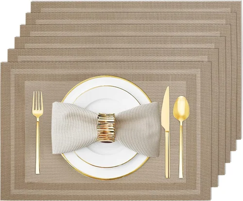 Miniatura 27 de Juego de 12 manteles individuales lavables y limpiables para mesa de comedor, cocina, interior y exterior, manteles individuales resistentes al