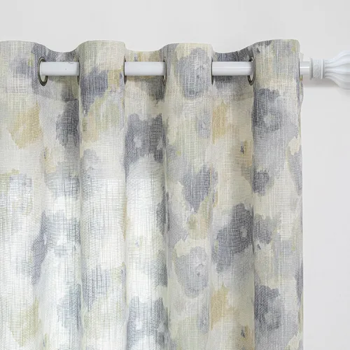 Miniatura 13 de MYSKY HOME - Cortinas de lino florales 100% blackout, de 95 pulgadas de largo, 2 paneles para sala de estar y dormitorio, doble capa