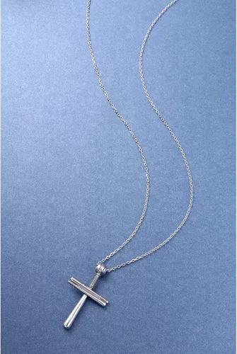 Miniatura 4 de Mens S925 Sterling Silver Large Cross Pendant Necklace 24 Inches Silver Chain