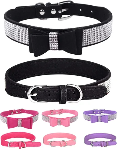 Miniatura 9 de Collar brillante para perros pequeños, medianos y grandes, collares de perro con corona de diamantes de imitación para perras y perros machos, Rosa3