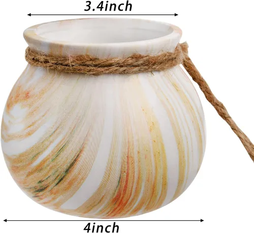 Miniatura 2 de SOUJOY Paquete de 6 macetas colgantes para suculentas, 4 pulgadas, mini maceta colgante de cerámica para pared o techo, maceta colgante con cuerda