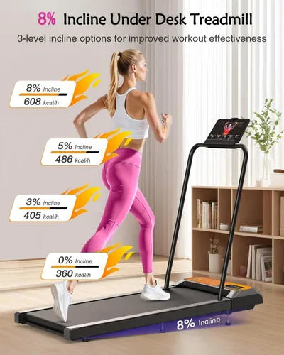 Miniatura 2 de Walking Treadmill Pad with Incline, Walking 2.5HP for Home and Office, 265Lbs Weight Capacity, Treadmill with APP & Remote Control, LED Display