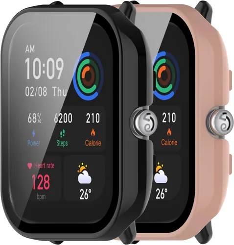 Miniatura 8 de Paquete de 2 protectores de pantalla compatibles con Amazfit GTS 4 Mini, pantalla de vidrio templado + fundas protectoras de policarbonato mate