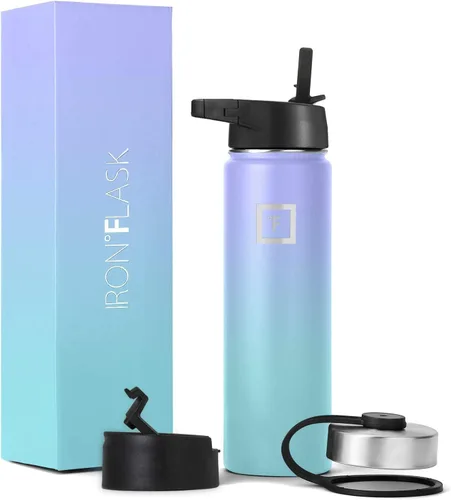 Miniatura 74 de IRON °FLASK Frasco de hidratación para acampar y senderismo con pajilla, botella de agua deportiva de acero inoxidable con aislamiento de boca