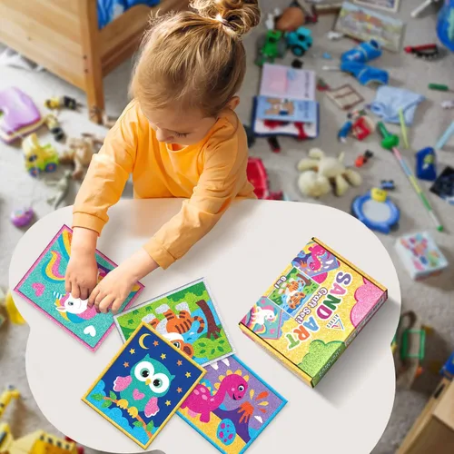 Miniatura 5 de ALEXES Kits de arte de arena para niños - Kit de colorear de arena - Pelar y pegar imágenes de arte de arena - Sandart de regalo de Navidad