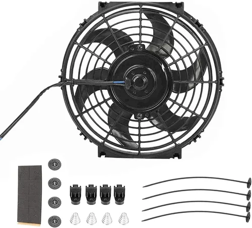 Miniatura 2 de Ventilador delgado de 10 pulgadas para radiador eléctrico Push Pull Ventilador de refrigeración 12V 80w 800 CFM Kit de montaje universal negro