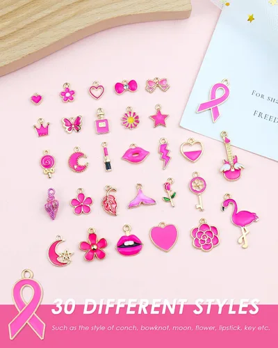 Miniatura 3 de YETOOME 30 dijes esmaltados chapados en oro surtidos, colgantes, colgantes para collares, pulseras, joyería y manualidades, Acero aleado, No es una