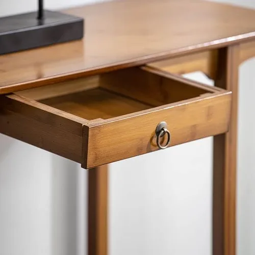 Miniatura 5 de Mesa consola, mesa de consola moderna de mediados de siglo, rectangular, color marrón oscuro, mesa de pasillo, mesa de sofá para entrada, pasillo