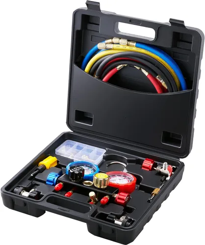 Miniatura 13 de VEVOR - Juego de manómetros AC, juego de manómetro de manifold de AC de 3 vías para refrigerantes R134A, R22, R12, R502 – Los manómetros de freón