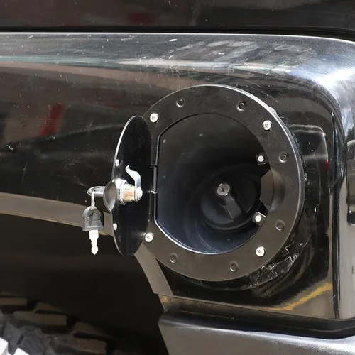 Miniatura 7 de Tapa de tanque de gasolina con bloqueo de puerta para Hummer H3 2005-2009, tapa de gasolina para puerta de llenado de combustible, cubierta de Negro