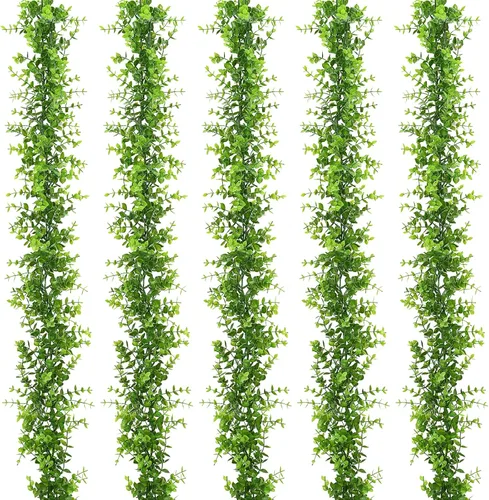 Miniatura 16 de Dolicer Guirnalda de eucalipto, paquete de 2 unidades, vegetación sintética de 12 pies, guirnaldas colgantes falsas para telón de fondo de boda