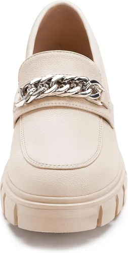 Miniatura 3 de Athlefit Mocasines de plataforma para mujer, sin cordones, suela gruesa, con cadena y punta redonda, zapatos de trabajo de negocios