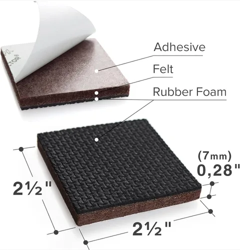 Miniatura 3 de X-PROTECTOR - Almohadillas antideslizantes para muebles – 16 pinzas para muebles de 2 1/2 pulgadas – Pies de goma autoadhesivas ideales para pies