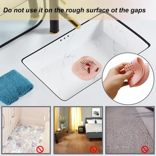 Miniatura 3 de Recolector de cabello cuadrado con ventosas para desagüe, tapón de silicona para ducha, fácil de instalar para baño, tina y cocina, 2 unidades (rosa)