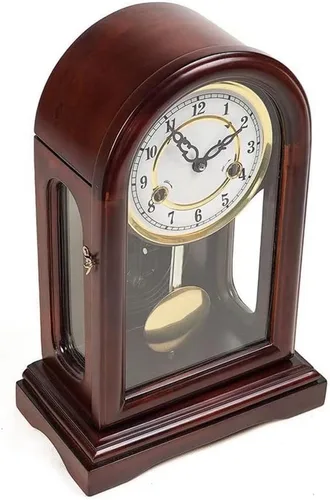 Miniatura 4 de SMZ Reloj de repisa puerta frontal de vidrio y latón acabado péndulo reloj de escritorio reloj de escritorio mecánico manual cuerda decoración