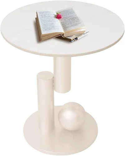 Miniatura 8 de Mesa auxiliar con parte superior de mármol, mesa auxiliar de metal dorado, mesa auxiliar moderna para sofá, mesa auxiliar redonda de café para sofá