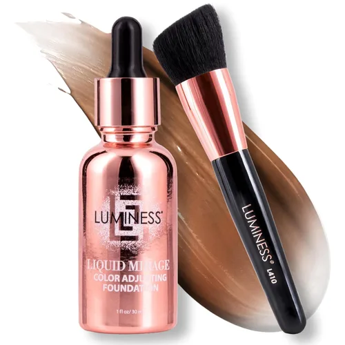 Miniatura 12 de LUMINESS Liquid Mirage - Kit de base de maquillaje con ajuste de color SPF 50, base que cambia de color, base SPF 50 y brocha de maquillaje, 3