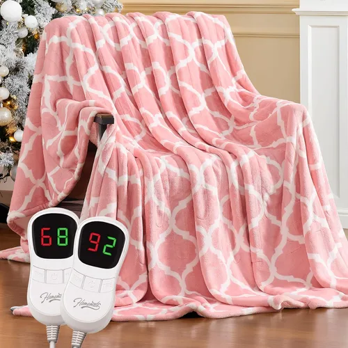 Miniatura 19 de Homemate - Manta eléctrica térmica de franela suave - 50"x60" con 10 niveles de calor rápido, 8 horas de apagado automático, protección contra