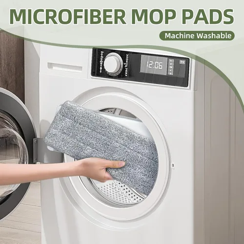 Miniatura 3 de Juego de 6 almohadillas planas para trapeador y cubo con paños de microfibra de repuesto para escurridor, compatibles con el juego de cubos