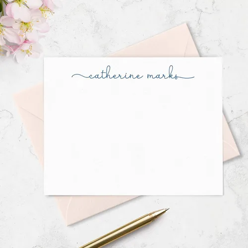 Miniatura 2 de Tarjetas de notas estacionarias personalizadas y sobres para mujeres con nombre en letra cursiva minúscula, elija colores de tinta y sobres